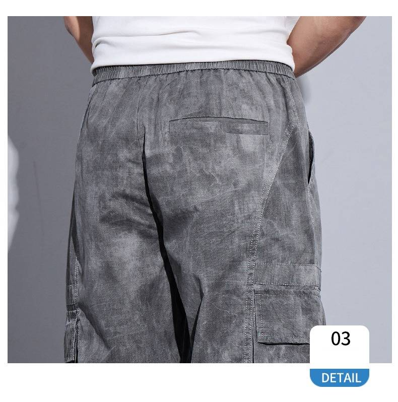 Vintage Tie-Dye Cargo Pants For Men - Lightweight Summer Straight Leg Casual Trousers, Loose Fit, Breathable & Stylish_voghion.com