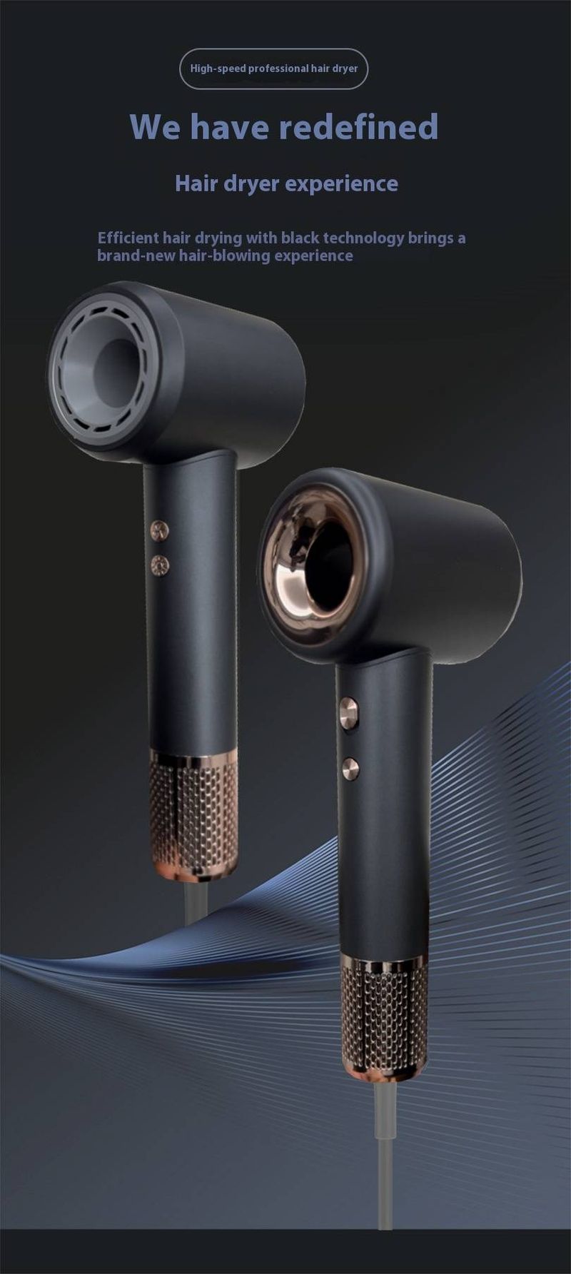 Professioneller Haartrockner – bürstenloser 2400-W-Motor, Negativ-Ionen und Kaltluftfunktion, 3 Geschwindigkeitsstufen (Pink/Grau/Weiß)_voghion.com