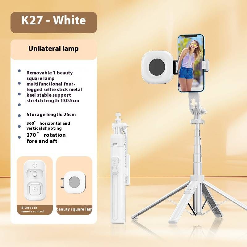 1.3M Bluetooth Selfie Stick With Quadpod Stand & Metal Frame, Universal Phone Holder For Live Streaming/Vlogging (13 Configurations)_voghion.com