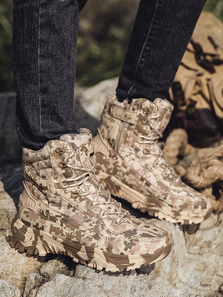 Scarpe casual da uomo per l'outdoor, stivali militari alti, scarponi da trekking per lo sport all'aria aperta, con lacci_voghion.com
