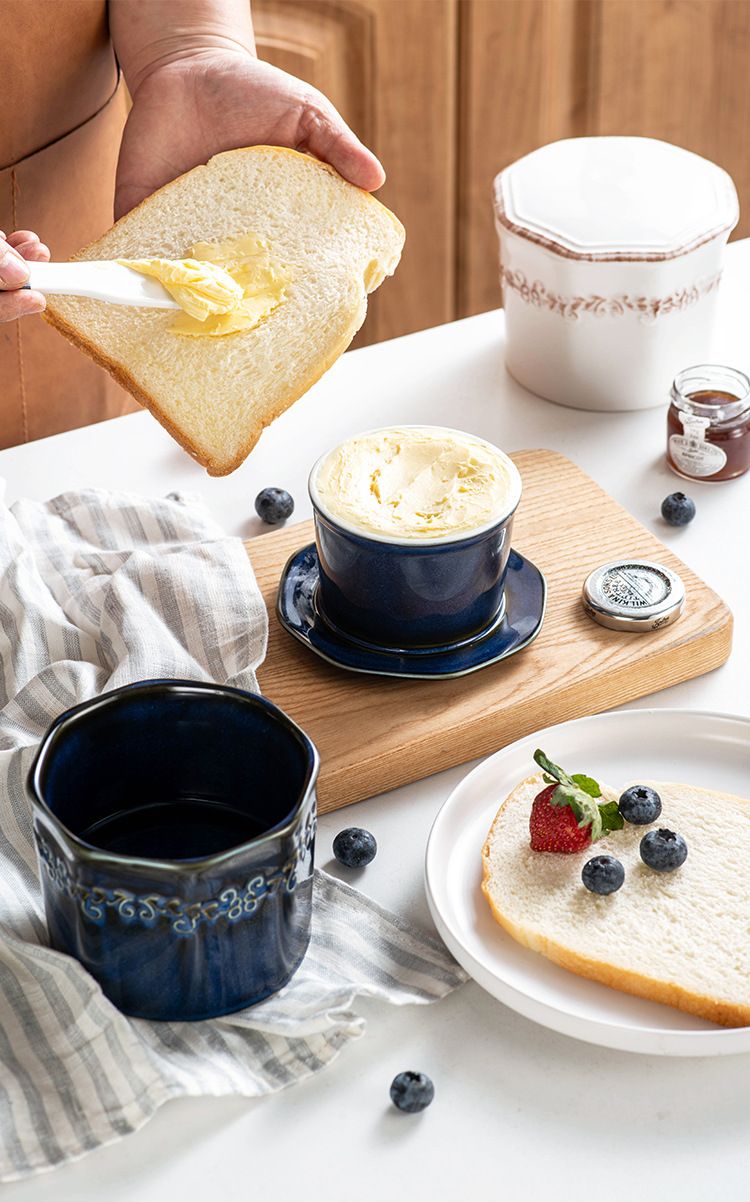 Beurrier géométrique en céramique – Récipient hermétique pour fromage et beurre avec couvercle, organiseur de cuisine_voghion.com