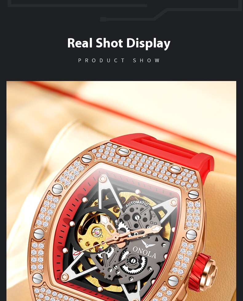 Fashion Diamond New Aurona/ONOLA Live Full Automatic Mechanical Watch Men's Silicone Tape Waterproof_voghion.com