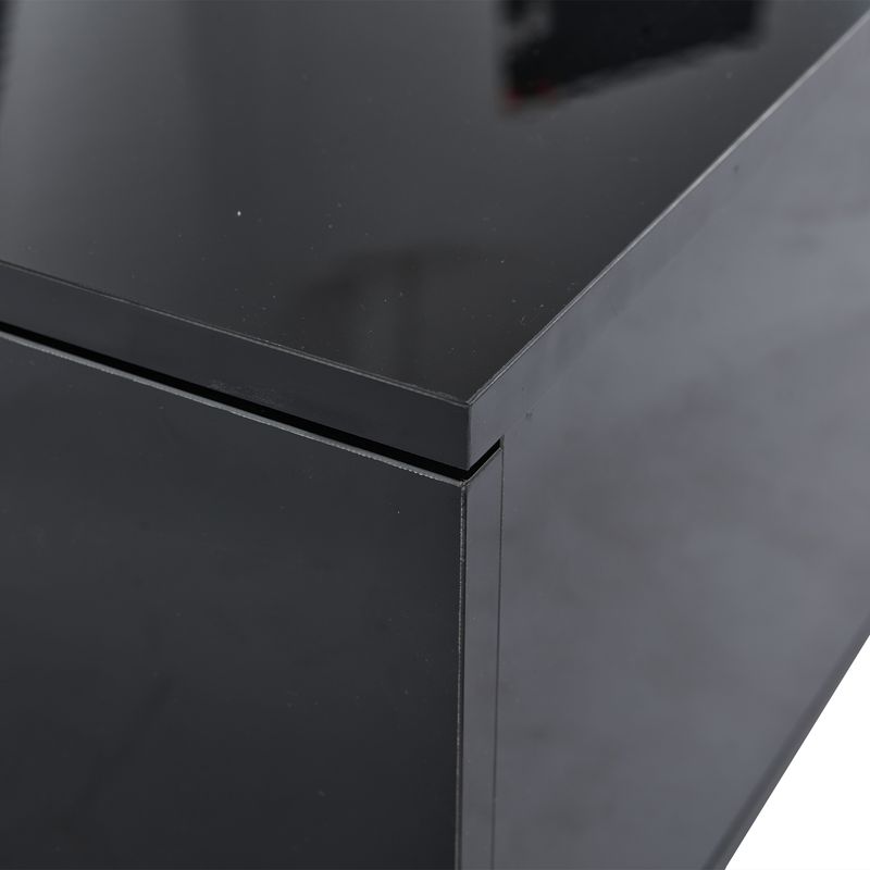 Table basse moderne à LED avec 2 tiroirs, 100 x 50 x 35 cm, plateau en acrylique noir brillant avec éclairage LED, table d'appoint en MDF pour salon et chambre._voghion.com