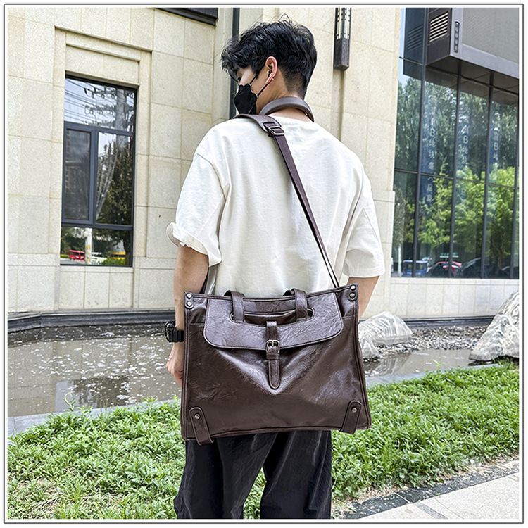 Professional Men's Leather Briefcase – Large Capacity Business Laptop Bag For Work, Commute & Travel – Stylish & Durable PU Material_voghion.com