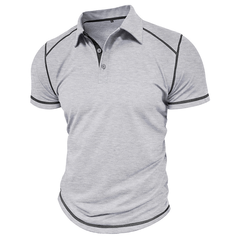 Man's clothing Men's short-sleeved polo shirt for men color matching lapel polo suit for men_voghion.com