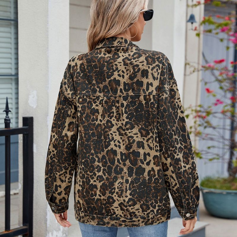 Haut veste en jean délavé rétro pour femme_voghion.com