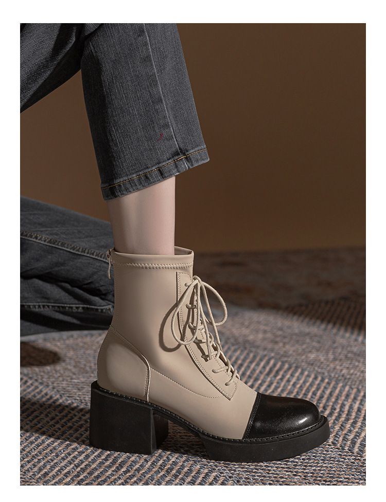 Autumn/Winter platform skinny boots Mid-leg British style ankle boots chunky heel boots Women's ankle boots Martin Boots 2023_voghion.com
