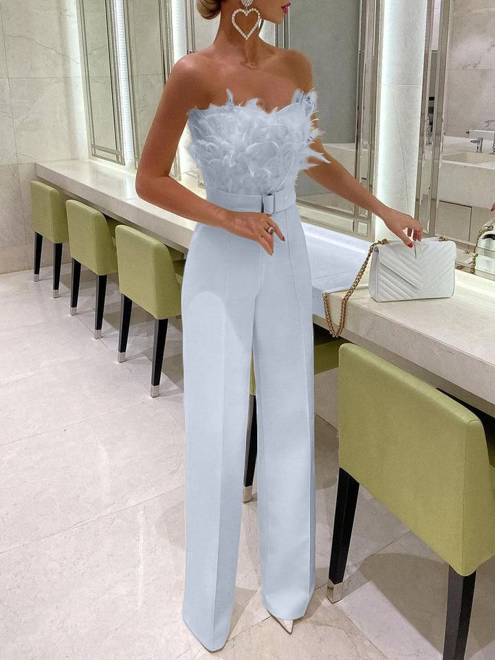 Forår og sommer Europæisk og amerikansk fjerrørtop Sexet mode jumpsuit_voghion.com