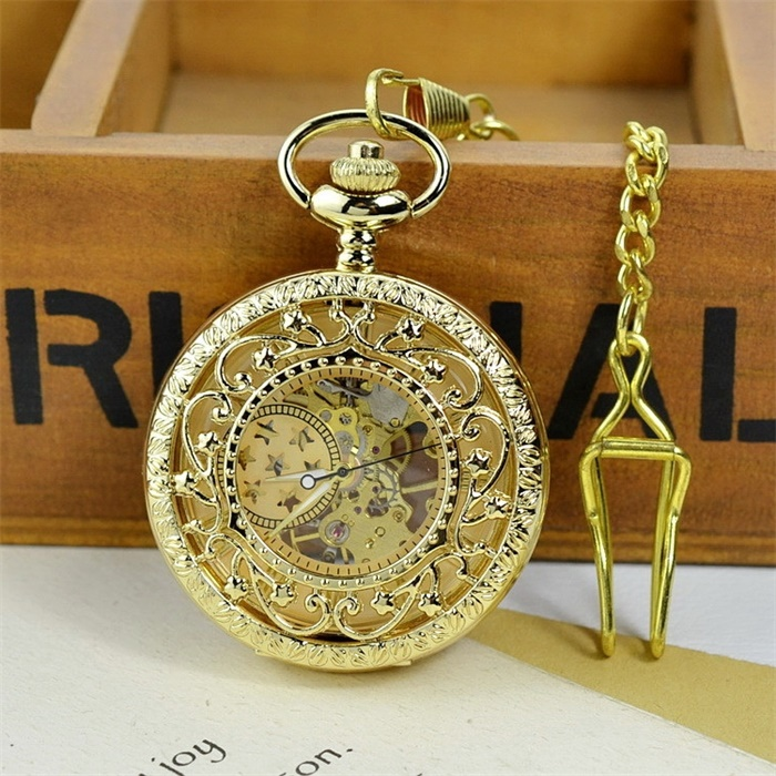 Vintage manual mechanical pocket watch clamshell carved lovers watch men's pocket watch_voghion.com