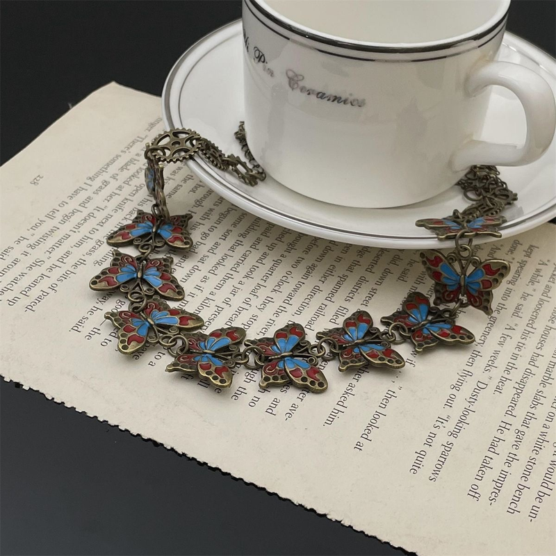 Collana girocollo girocollo in metallo cool hipster europeo e americano con senso meccanico, vecchia farfalla, Cyberpunk, y2k_voghion.com