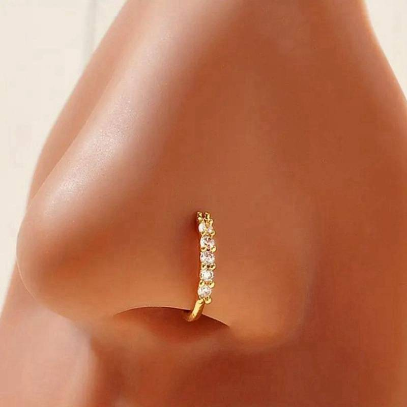 Single row mini zircon super sparkling exquisite open loop nose decoration nose nail nose ring clip_voghion.com