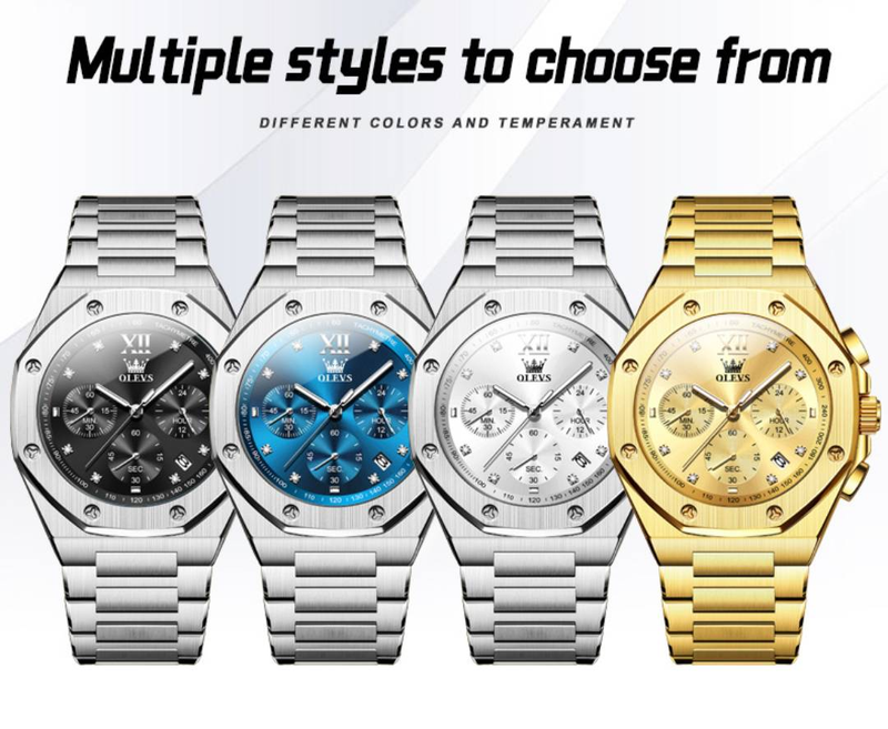 Neue klassische Herrenuhr Multifunktionale wasserdichte Quarz Herrenuhr Business Style Edelstahlarmband_voghion.com
