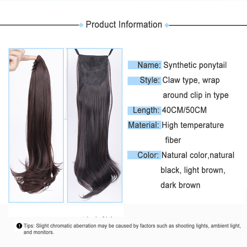 Peluca con cola de caballo con clip estilo correa cola de caballo larga peluca rizada alambre de alta temperatura 45cm/50cm_voghion.com