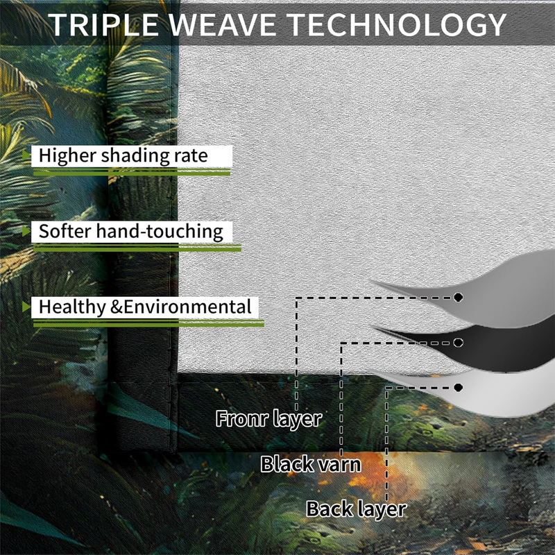 Primeval Forest 3D Dinosaur Blackout Curtains, Jurassic Tyrannosaurus Rex Patterned Curtains, Thermal Insulated Blackout Curtains For Bedroom_voghion.com