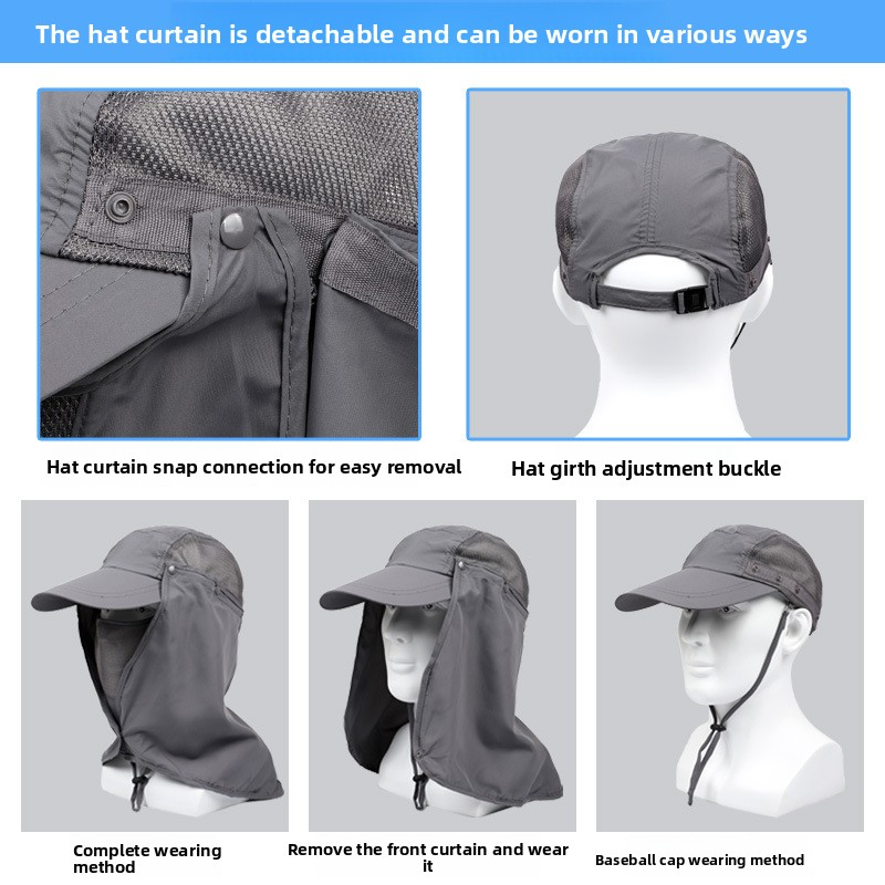 Unisex-Sonnenschutz-Baseballkappe mit Gesichts- und Nackenschutz – Atmungsaktives Mesh für Angeln und Outdoor-Aktivitäten_voghion.com