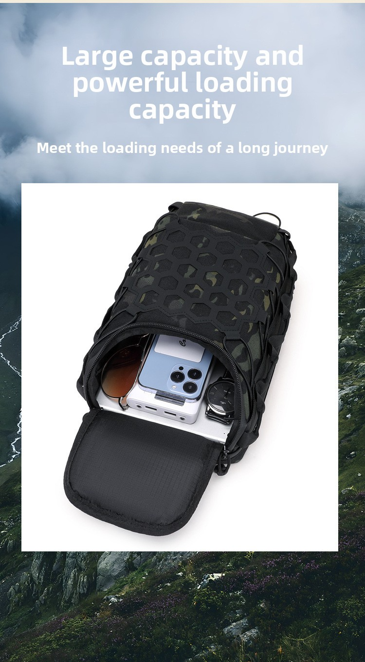 Men's Nylon Chest Pack – Lightweight & Durable Sling Bag For Outdoor Adventures | Adjustable Strap (Black/CP Color)_voghion.com