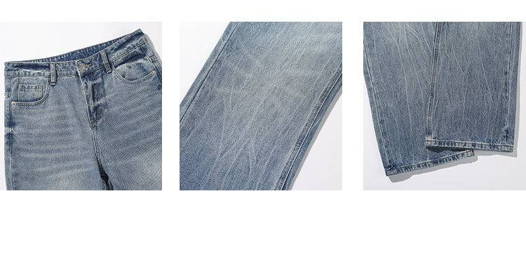 Herrenbekleidung Wash Bootcut Jeans - Vintage Blue Denim Hose mit Cleanfit-Stil, bequemer Mid-Rise & Stretch-Passform für Freizeitkleidung (M-5XL)_voghion.com