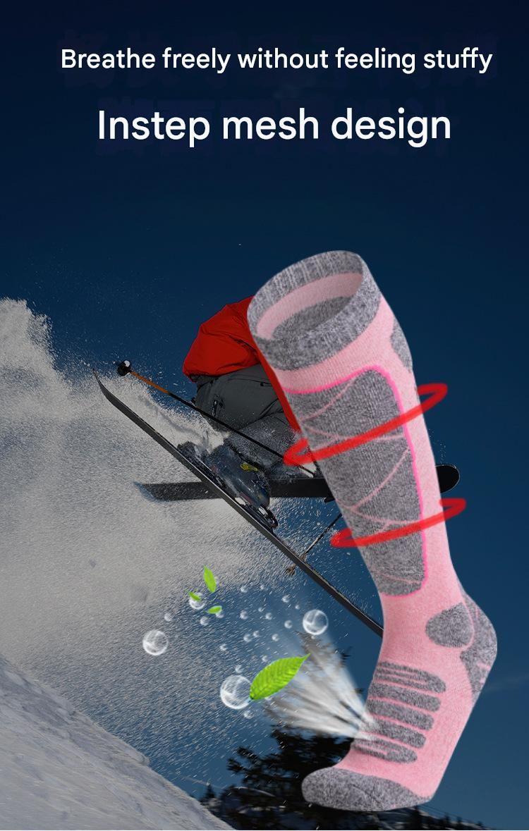 Due paia di calzini invernali lunghi da donna, calzini sportivi da alpinismo spessi, calzini lunghi da donna con fondo in asciugamano, calzini caldi che assorbono il sudore_voghion.com