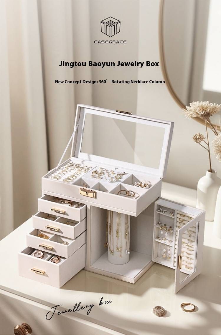 Jewelry Organizer Box – Premium Soft Leather Multi-Layer Storage For Rings, Necklaces & Earrings – Large Capacity Velvet-Lined Jewelry Case With Lock_voghion.com