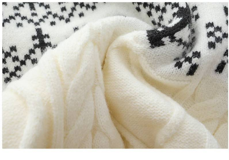 Herrenbekleidung: Weihnachtsstrickjacke für Herren mit Schalkragen, übergroßem Karomuster, warmer und stylischer Herbst-Winter-Pullover für große Größen_voghion.com