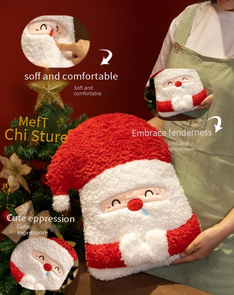 Noel Tatili Dekoratif Yastık Kılıfı - Noel Baba, Ren Geyiği, Noel Ağacı ve Kar Tavşanı Peluş Yastık (40-45 cm)_voghion.com