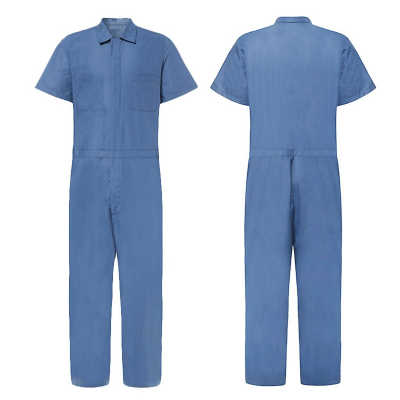 Men's Multi-Pocket Design Cargo Pants With Turn-Down Collar, Loose Fit, Solid Color Casual Jumpsuit_voghion.com