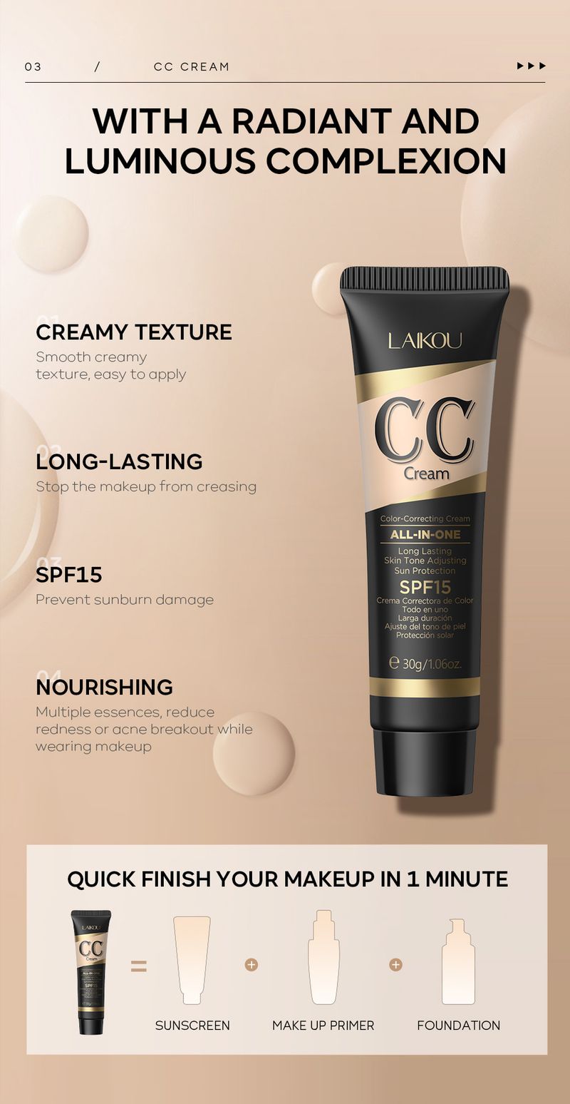 BB & CC Kremler LAIKOU CC Krem 30g (renk Kutusu) Makyajsız Lekeleri Kapatmak, Onarmak ve Nemlendirmek İçin_voghion.com