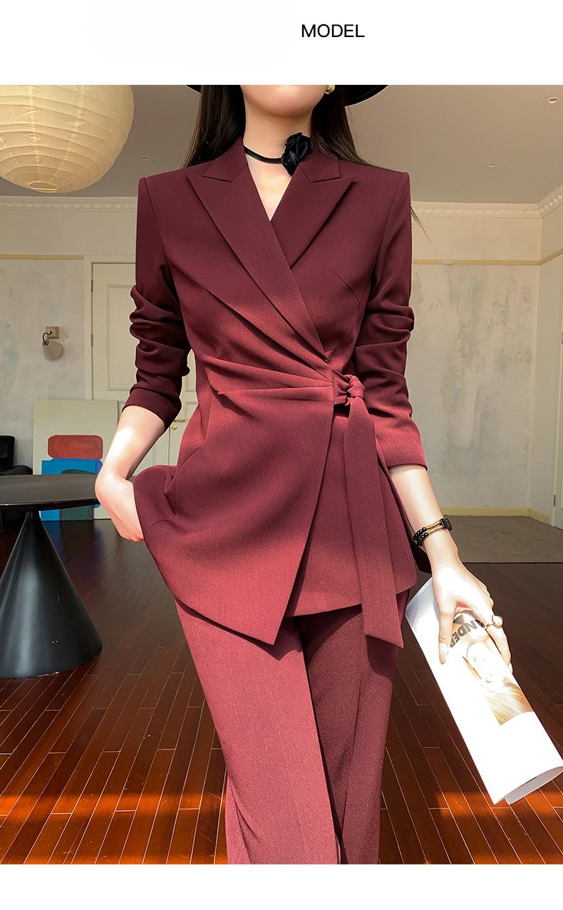 Angora-Rot-Set für Damen, Herbst und Winter, neues Design, schlankmachendes High-End-Mode-Outfit, zweiteiliger Anzug_voghion.com