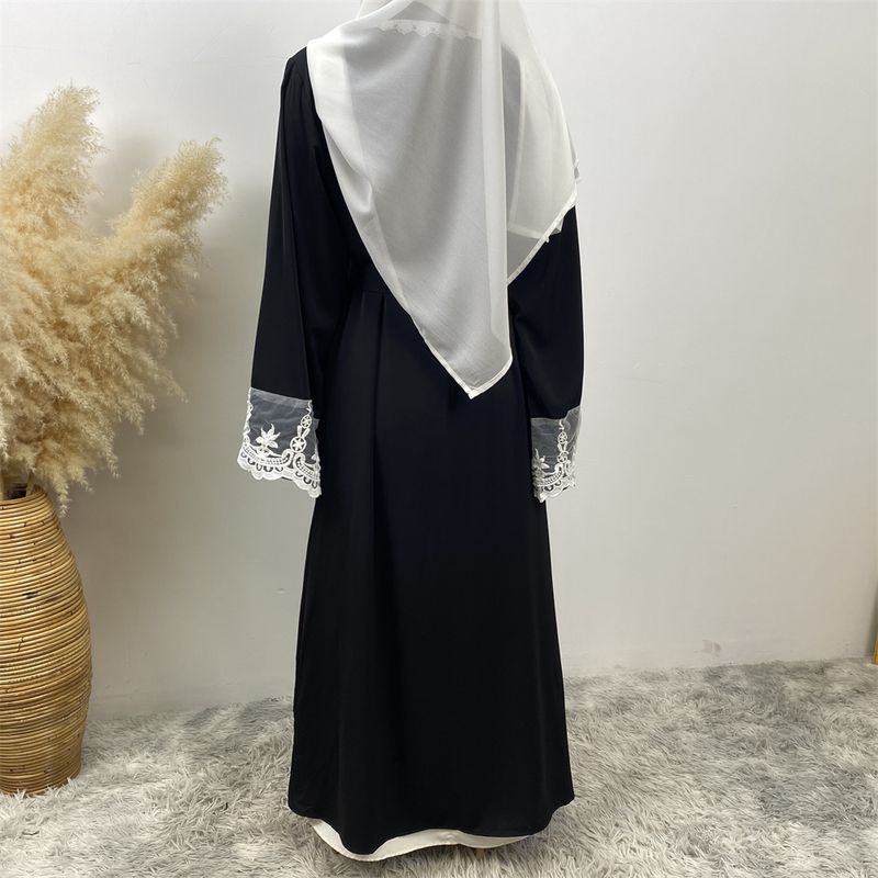 Nueva Abaya musulmana de encaje de Dubái, vestido islámico Nida, moda con bolsillo, túnica larga informal para mujer, ropa turca Eid, caftán marroquí_voghion.com