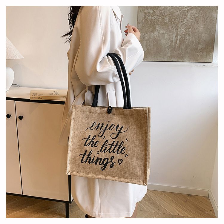 Beach Bag Thickened Large Capacity Linen Underarm Bag Shopping Bag Commuter Tote Bag Premium Casual Hand Bill Shoulder Bag Minimalism_voghion.com