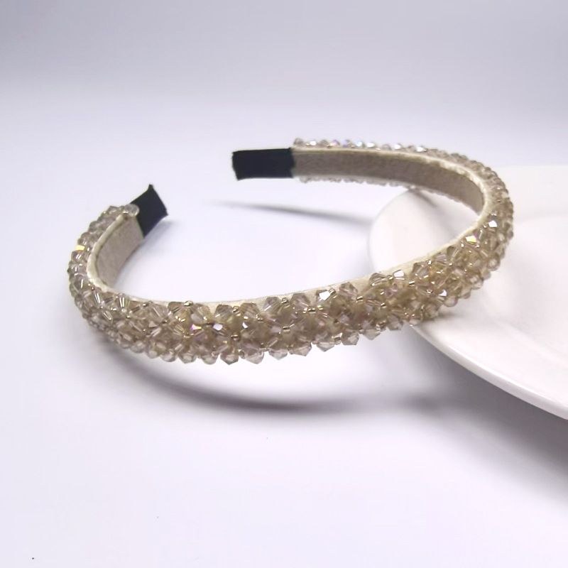 Fascia versatile con 4 file di cristalli, cerchietto per capelli antiscivolo minimalista, forcina anti-crespo, elegante accessorio per capelli da donna_voghion.com