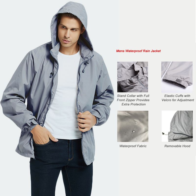 Giacca antivento impermeabile da uomo, con cappuccio, softshell, per tutte le stagioni, leggera, traspirante e antivento, per escursioni e viaggi._voghion.com