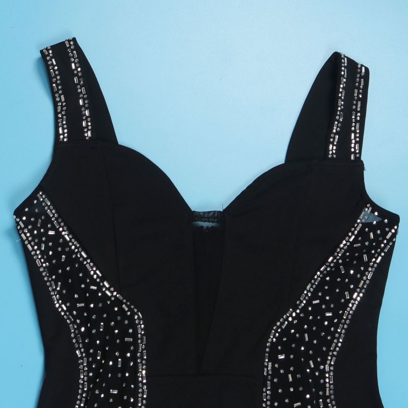 Abito da donna sexy, caldo, con cuciture a diamante, prospettiva cava, elastico, sottile, con bretelle_voghion.com