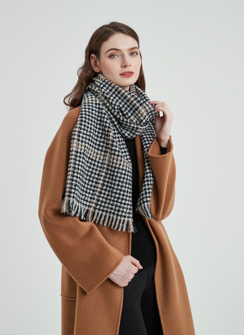 Damenschals Retro-Schal mit kleinem Muster für Damen, Winterversion, modischer Schal, warmer Schal_voghion.com