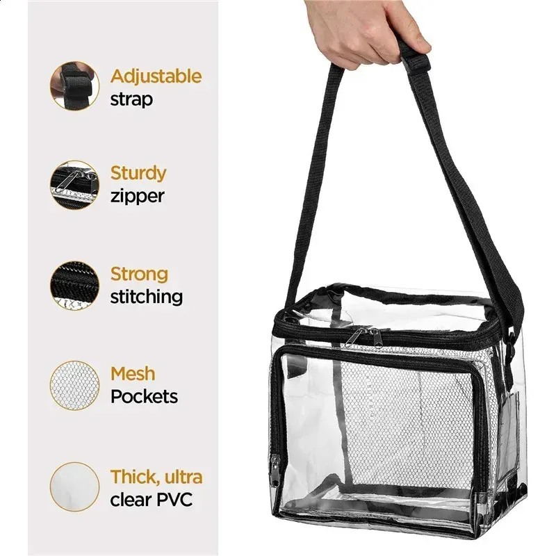 Borsa da donna in PVC, borsa per il pranzo, portatile, grande capacità, impermeabile, da viaggio, trasparente, a tracolla, per_voghion.com