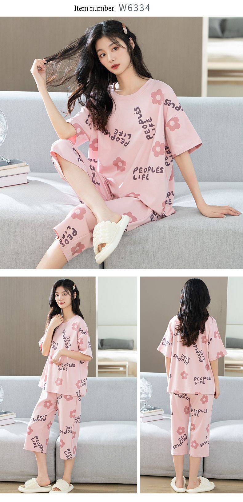Élégance estivale sans effort : nouveau pyjama femme en pur coton – manches courtes, pantalon court, design simple pour des journées de détente_voghion.com