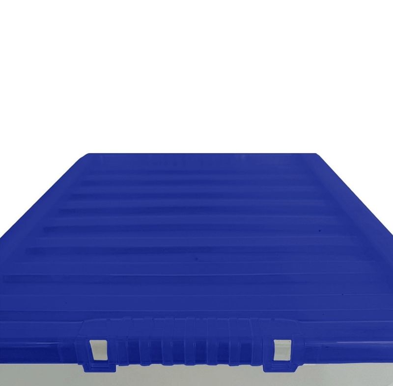 50L Plastic Storage Boxes With Colour Lids Quality Stackable Home Office Kitchen_voghion.com