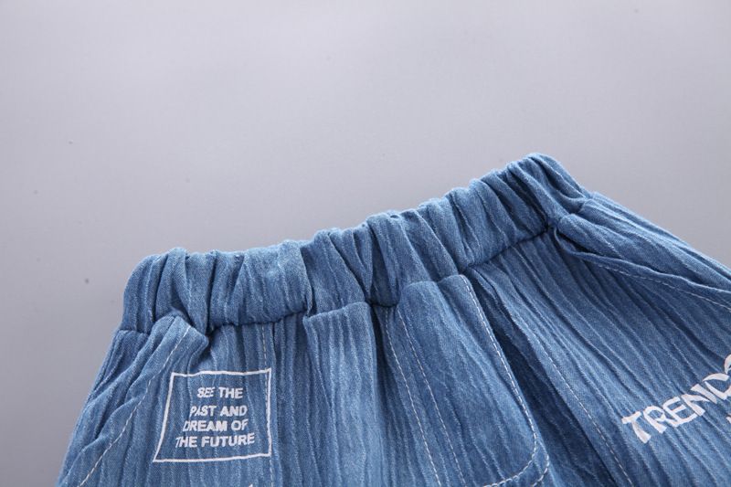 Children's thin men's lapel short sleeved summer casual children's single breasted shirt two-piece set_voghion.com