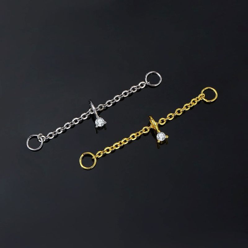 Unisex Persönlichkeit Piercing Ohr Knochen Ohrstecker Damen Zirkon Quaste Kette Ohrstecker Mode Ohrringe mit Kette_voghion.com