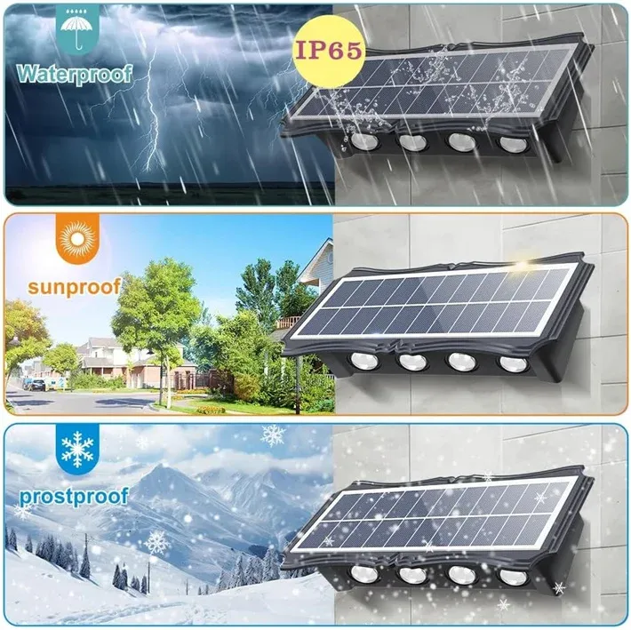 Solar wandlamp voor buiten, waterdicht, op en neer, lichtgevende verlichting, balkon, tuin, tuindecoratie, verlichting_voghion.com