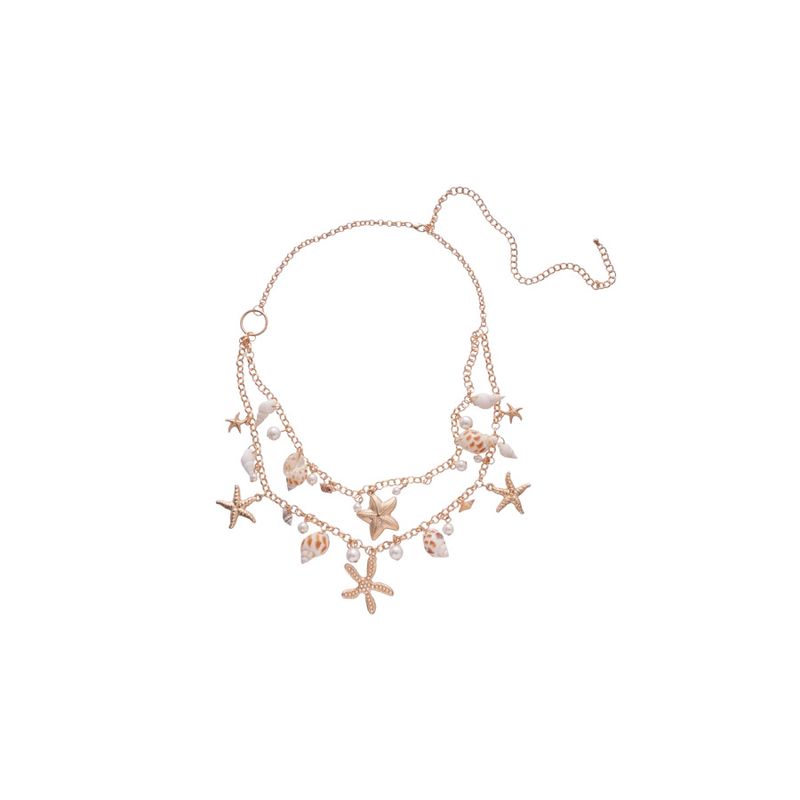 Bohemian Beach Starfish Shell Necklace Set Seaside Vacation Style Collarbone Light Luxury High-End Waist Chain For Women_voghion.com