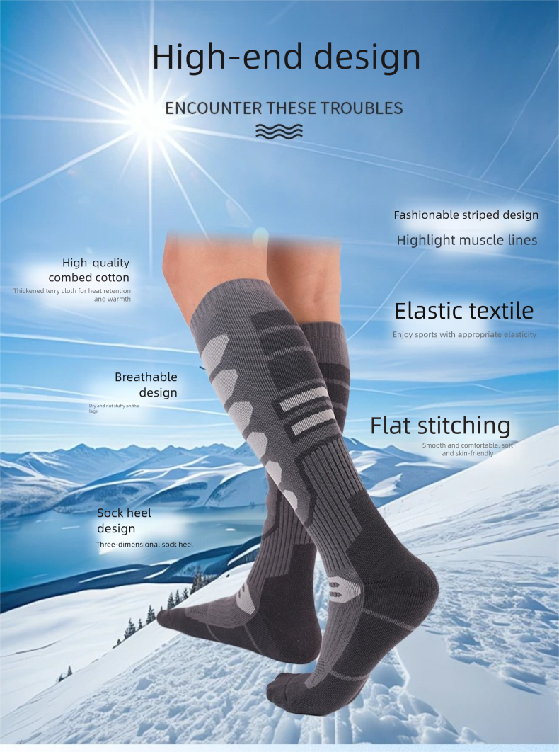 Professionele lange sportschoenen voor heren, warme hoge winterkousen voor dames, verdikte skisokken met handdoekbodem voor buiten_voghion.com