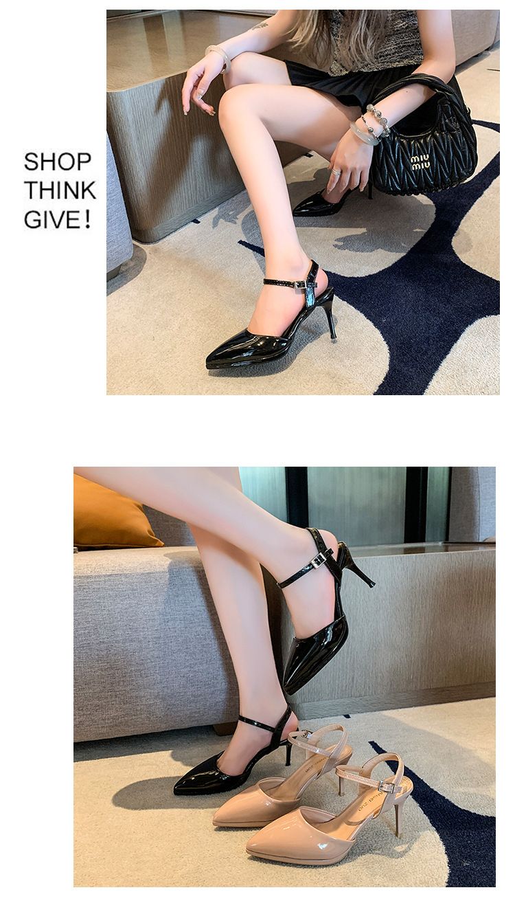 Modischer, spitzer, übergroßer, gerader Schnallenriemen, schmaler Absatz, lässige und trendige High Heels, vielseitige Zehenabdeckung,_voghion.com
