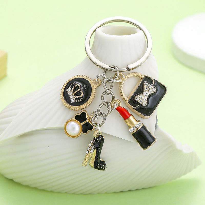 Schwarze Krone Diamant Lippenstift Tasche High Heels Schlüsselanhänger Zubehör Schultasche Geldbörse Ornament Geschenk_voghion.com