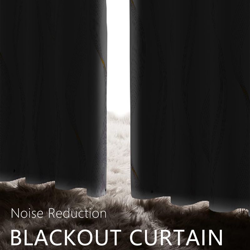 Premium Wave-Pattern Blackout Curtains - High Precision Hot Stamping For Bedroom & Living Room (100% Light Blocking, Thermal Insulated)_voghion.com