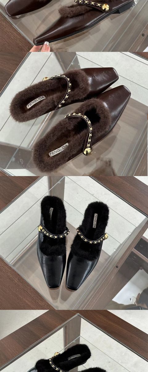 2025 Flat Toed Half Slippers With A Single Buckle Bag And Pointed Insulation For Women's Lazy Shoes, Casual Faced Soft_voghion.com