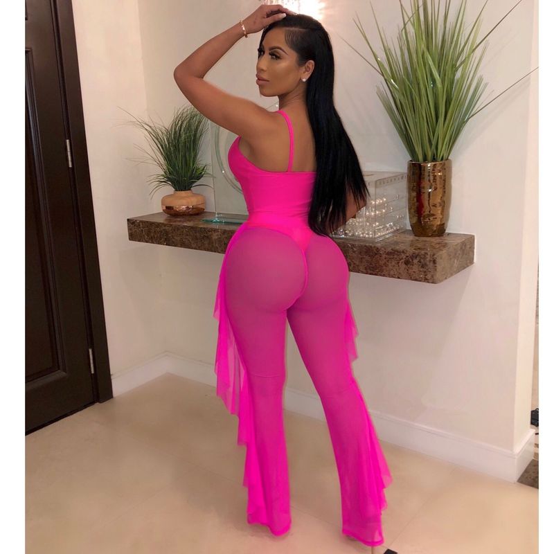 Vêtements pour femmes, maillot de bain de couleur unie, ensemble deux pièces en gaze en maille_voghion.com