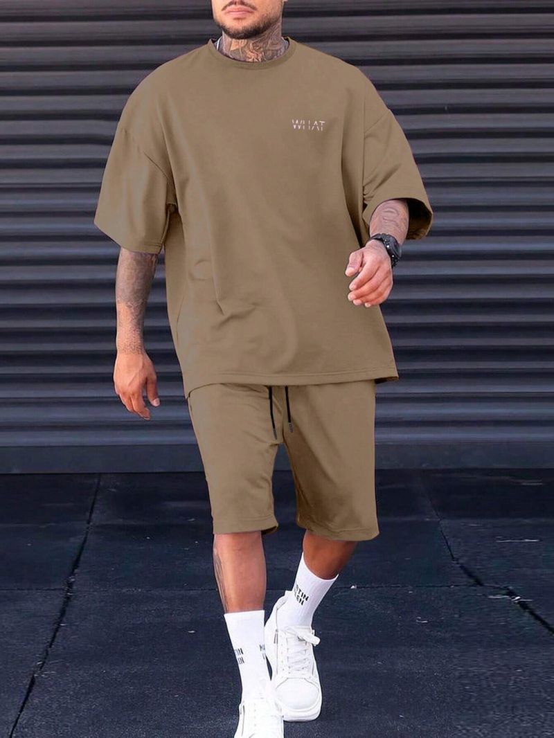 Men's Clothing Summer New Simple Sports Casual Suit Men's Short Sleeved T Shirt With Shorts With Small Icon ME2 MA1_voghion.com