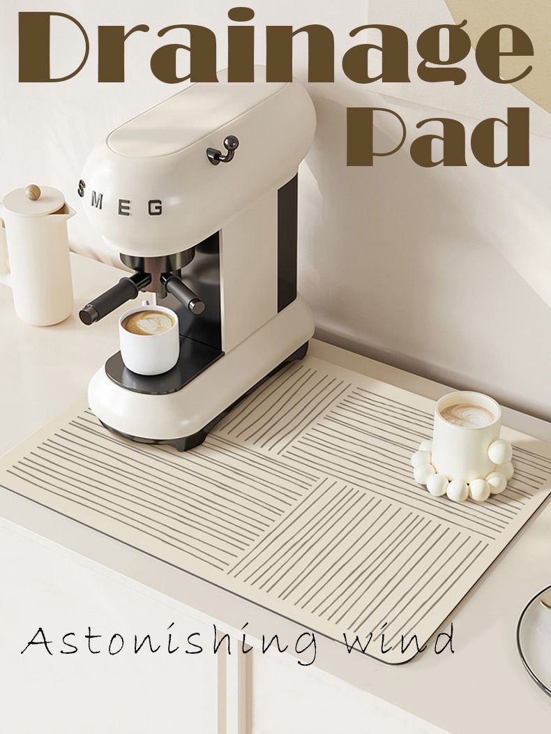 Abtropfmatte aus modernem Tech-Gewebe – saugfähiger Kern aus 70 % Kieselgur, rutschfeste Silikonunterseite (individuelle Größen und Farben, spülmaschinenfest)_voghion.com