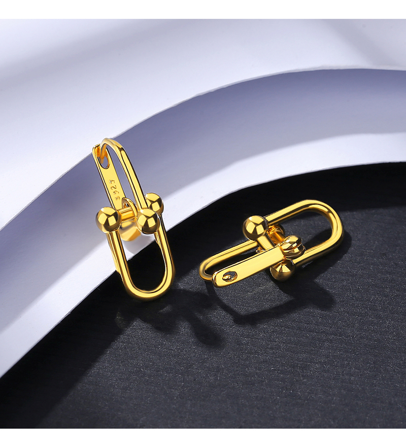 Orecchini a cerchio in oro e argento firmati 14K Chunky Bling Double Hoops Ciondola l'orecchino casual per feste da donna_voghion.com